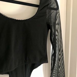 Corset top with mesh sleeves